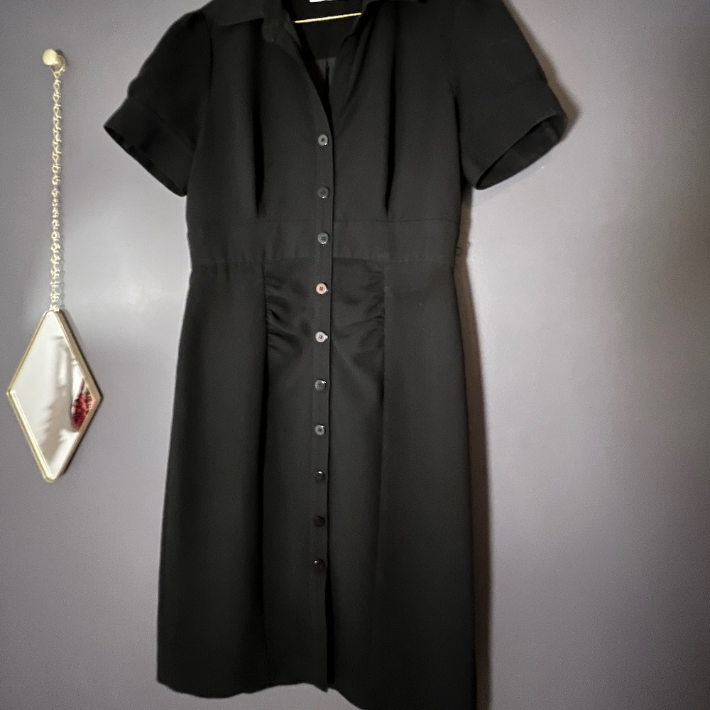 Calvin Klein Black Button-Front Shirt Dress - Size M